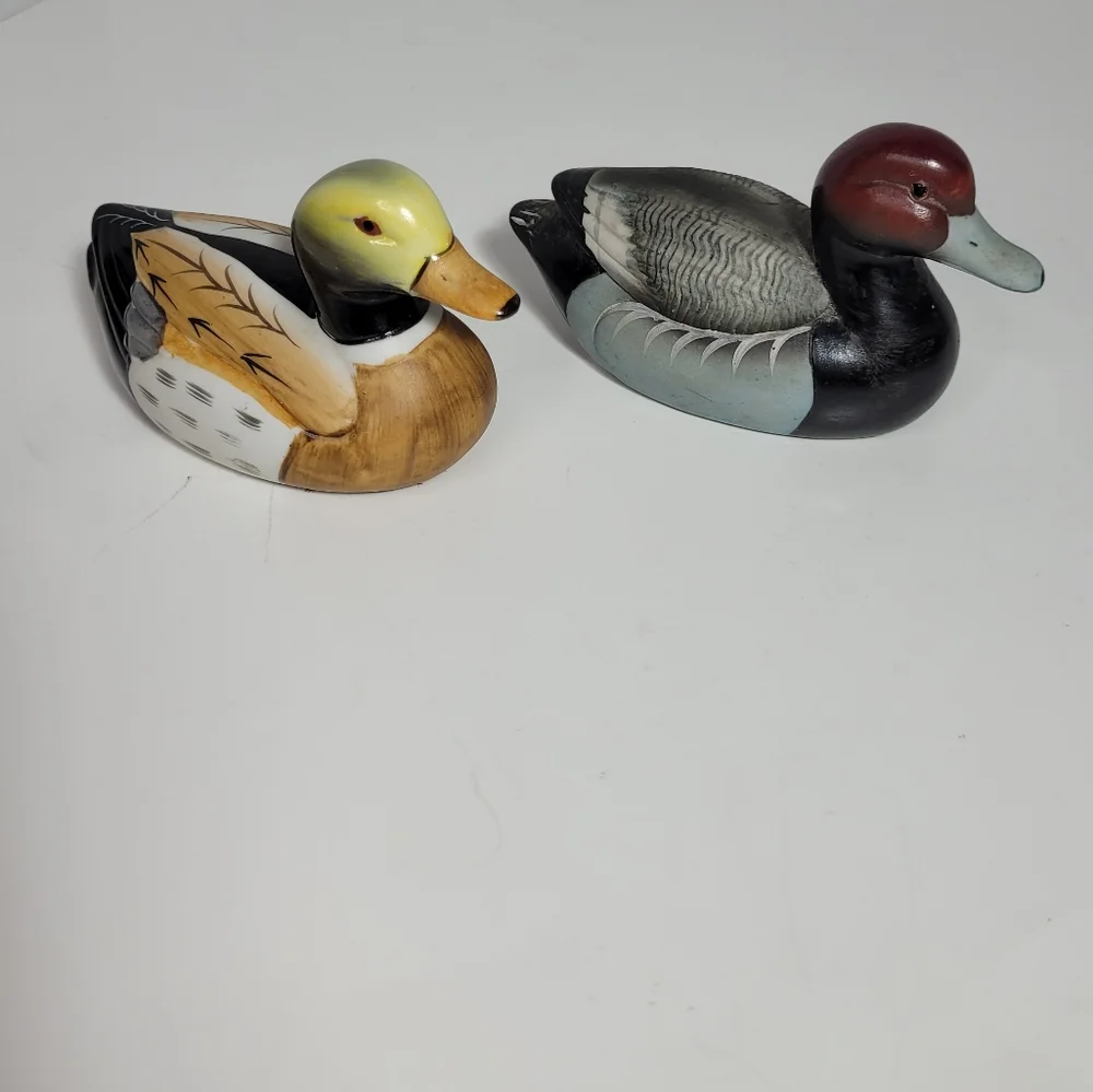 Two Beautifully Handpainted Small Porcelain Duck Figures Vintage RARE